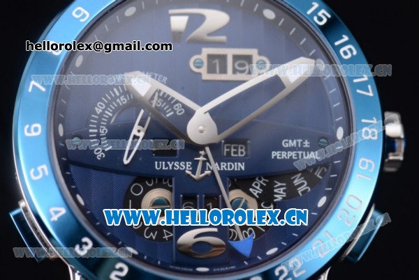 Ulysse Nardin Executive Dual Time & Big Date Asia ST25 Automatic Steel Case Blue Dial Blue Bezel and Blue Rubber Strap - Click Image to Close